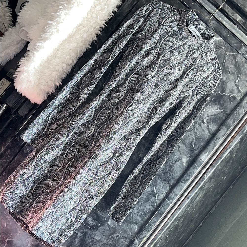 Elegant Silver and black Long Sleeve Dress